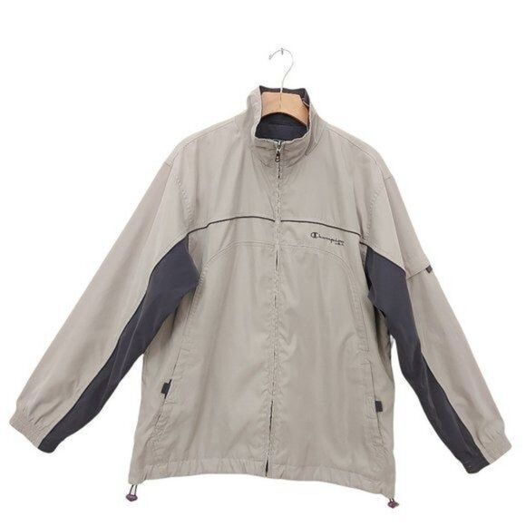 Champion Jacket Mens Medium Beige Full Zip Soft Shell Performance Rugby Golf - Picture 1 of 11